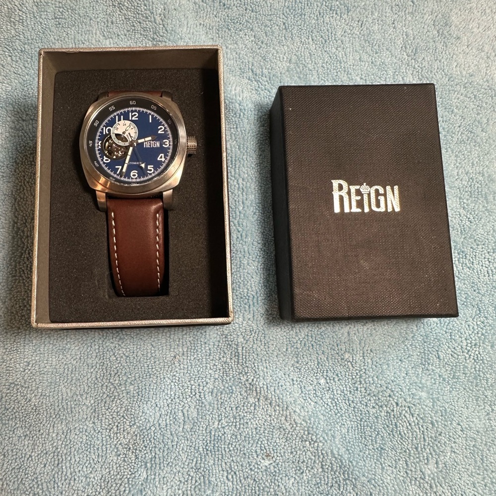 Reign Impaler Semi-Skeleton NH39 Men's Automatic Dial Watch Brown Leather Strap